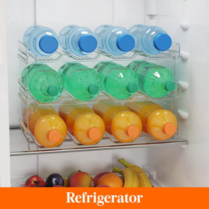 Lifewit 2 Tier Stackable Water Bottle Organizer for Cabinet, Plastic Bottle Holder Fits 6 Bottles/Tumblers up to 3.8" Diameter for Pantry/Countertop/Cupboard, 28 x 19 x 15 cm/11 x 7.5 x 5.7"