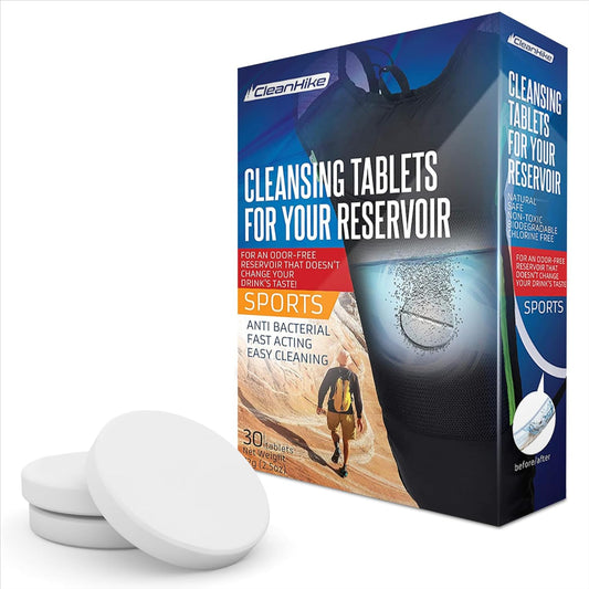 CleanHike Hydration Bladder Cleaning Tablets, 36 Count - Hydration Pack & Water Reservoir Cleaner Tablets, Individually Wrapped Effervescent Tabs, Removes Stains & Odors, Mint Scent, Travel Ready