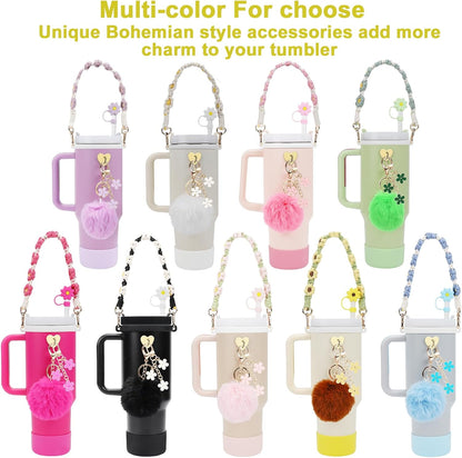 3tyto 13 Pcs Stanley Cup Accessories Set Including Water Bottle Handle Strap, Siliocne Stanley Cup Boot, Siliocne Straw Cover, Stanley Charms for Stanleys Cup 40oz & 30oz Tumbler