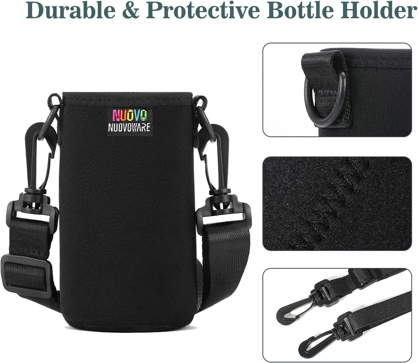 Nuovoware Water Bottle Carrier Bag, Premium Neoprene Portable Insulated Water bottle Sling Holder Bag 500ml/750ml/1000ml with Adjustable Shoulder Strap for Men Women Hiking, Sling Bottle Bag Case