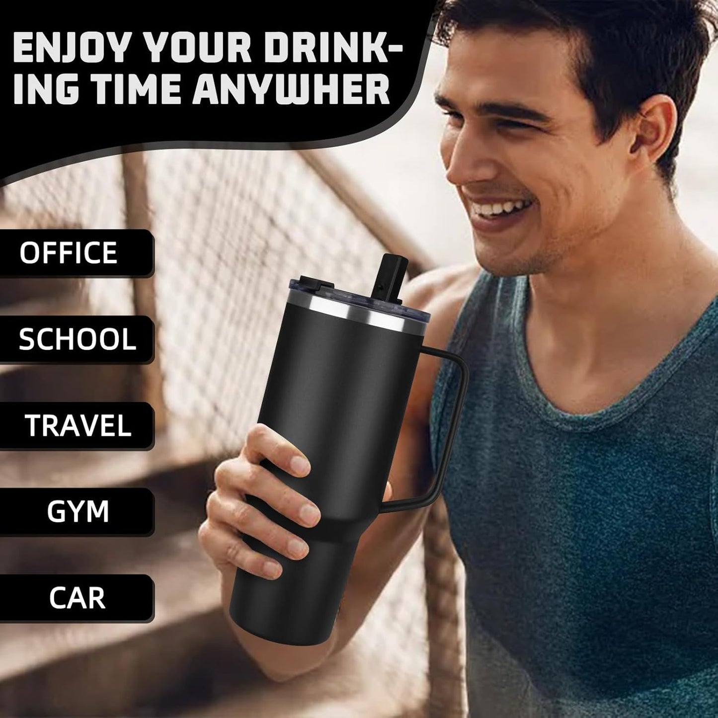 20 oz Tumbler with Handle, Stainless Steel Insulated Tumbler with Lid and Straw, Double Wall Vacuum Coffee Mug Tumbler, Insulated Coffee Thermal Cup for Cold and Hot (Light Purple)