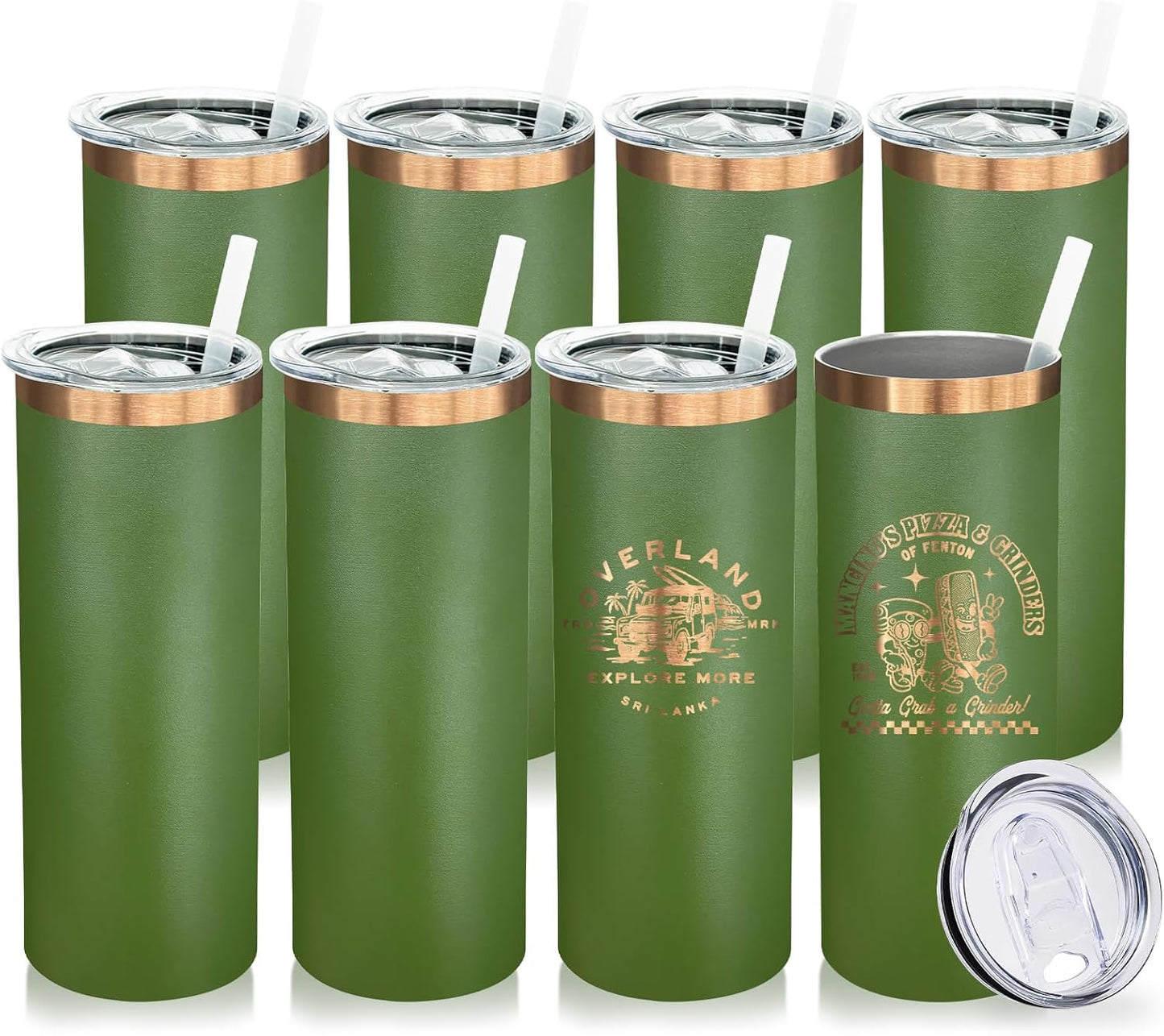 20 oz Skinny Tumblers Bulk, Stainless Steel Insulated Tumbler with Lids and Straws, Slim Double Wall Powder Coated Travel Coffee Mugs Reusable Cup for Hot Cold Drinks (Black,1 pack)