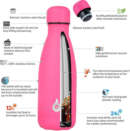 BJPKPK Insulated Water Bottle 12oz Small Stainless Steel Water Bottles Reusable Metal Thermal Keep Cold and Hot,Dreamy Purple - Colors B