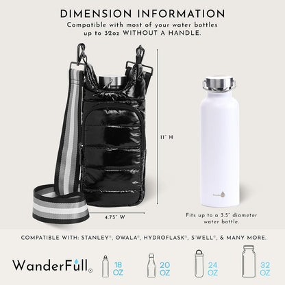 WanderFull Original HydroBag Fits Up to 32 oz Water Bottle Holder with Strap – Hands-Free Crossbody Water Bottle Carrier Bag with Phone Pocket - Colors B