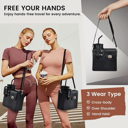 Outdoor Portable Crossbody Water Cup Purse Bag Water Bottle Carrier Bag with Phone Pocket Tumbler Carrier with Strap