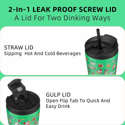 BJPKPK 22oz Insulated Tumbler With lid And Straw Stainless Steel Tumblers Travel Coffee Mug Reusable Thermal Cup,Sky