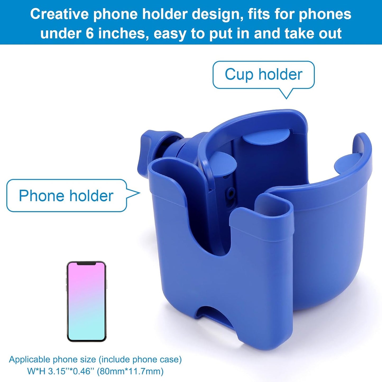 Accmor Stroller Cup Holder with Phone Holder, Bike Cup Holder, Universal Cup Holder for Uppababy Nuna Doona Strollers, 2-in-1 Cup Holder for Walker, Wheelchair, Scooter - Colors B