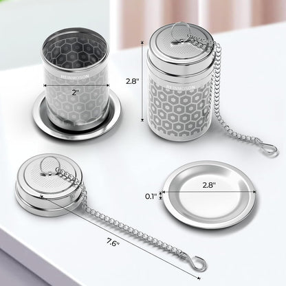 Reinmoson Tea Strainers for Loose Tea, Extra Fine Mesh Tea Infuser, 304 Stainless Steel & Updated Slim Threaded Lid, Loose Leaf Tea Steeper for Black Tea, Rooibos, etc