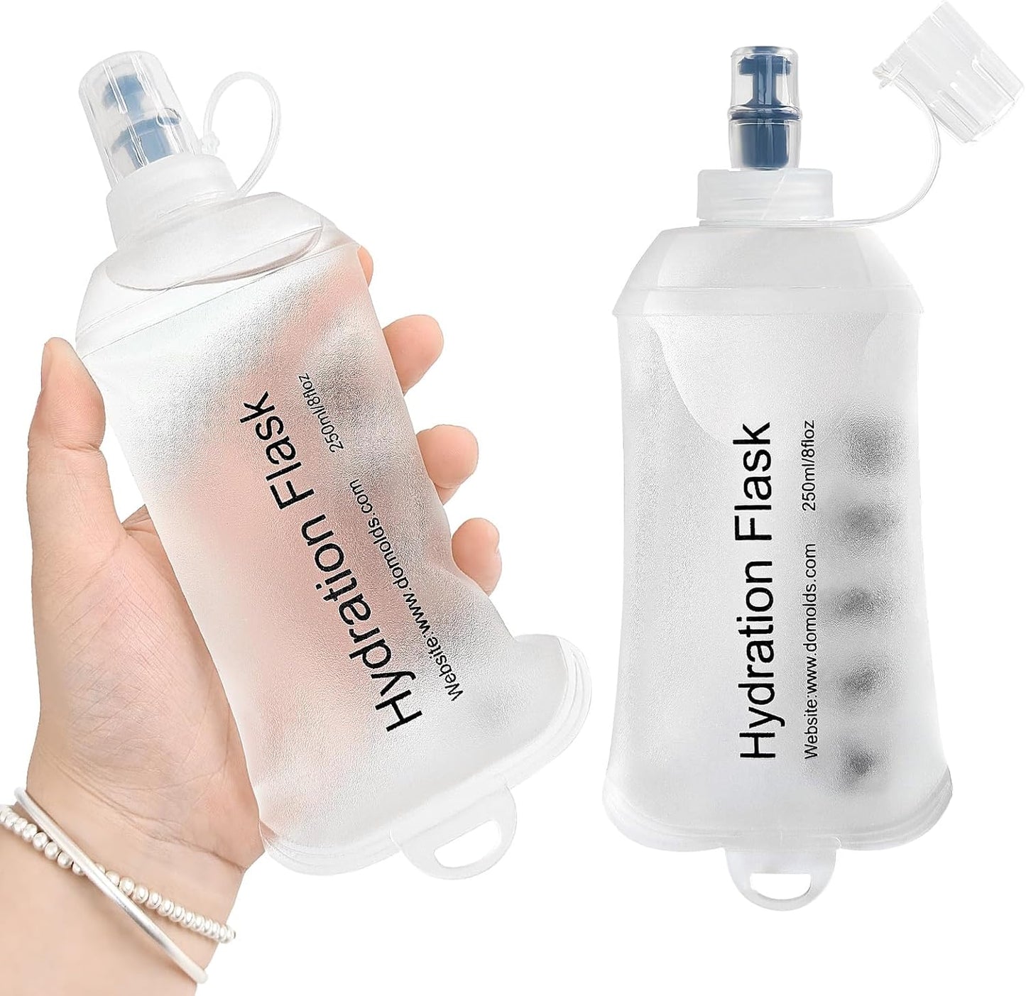 GYGYL Soft Flask, TPU Collapsible Soft Water Bottle for Hydration Pack, Running Vest, Leak-Proof Folding Water Bottle for Hiking Cycling Climbing Jogging-250ml Grey