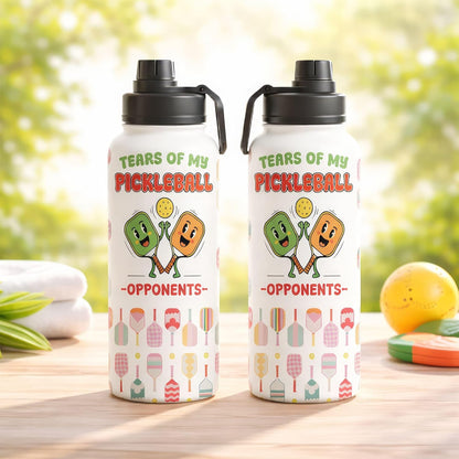 Funny Pickleball Water Bottle 32oz with Lid, Tears of My Pickleball Opponents, Pickleball Gifts for Pickleball Players, Pickleball Lovers, Sports Bottle for Women Men, Stainless Steel
