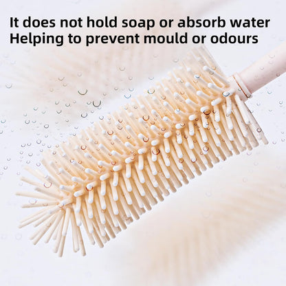 3 in 1 Baby Silicone Bottle Brush Set, Multipurpose Bottle Cleaner, Bottle Brush with Storage Holder, Food Grade Silicone, Effortless Scrubbing, Baby Bottle Cleaning Brush (Green)