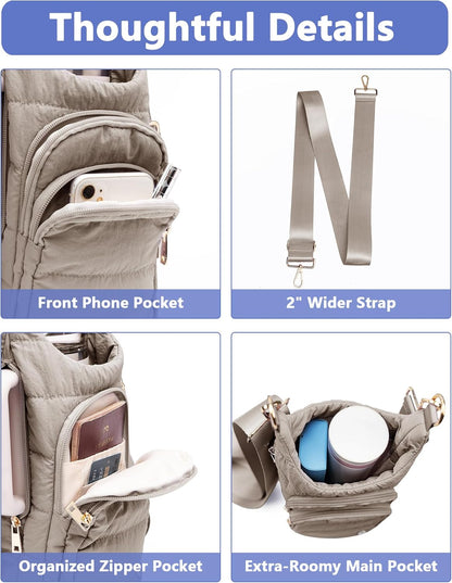 Water Bottle Holder with Strap, 40 oz Crossbody Water Bottle Carrier Sling Bag with RFID Blocking Phone Pocket for Gym Hiking Walking Travel