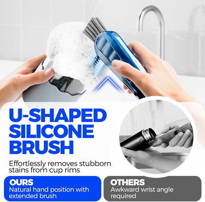 6 PACK Holikme 4 in 1 Cup Lid Cleaning Brush Set with 3 Straws, Multifunctional Bottle Brush, Silicone Cup Lid Gap Cleaner, Durable Bristle Crevice Cleaning Brush,Flat End Brushes,Navy & Black & Olive
