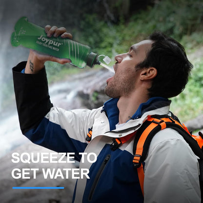 Water Filter Survival - Collapsible Water Bottle with Filter 0.01 Micron Squeeze Filtered Water Bottle 22oz for Hiking Backpacking Camping BPA-Free(White 650ml)