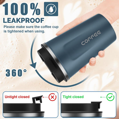 MOMSIV 12oz Travel Mug, Insulated Coffee Cup with Leakproof Lid, Travel Coffee Mug Vacuum Stainless Steel Double Walled Reusable Coffee Cup for Hot and Cold Water Coffee