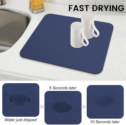 WISELIFE Dish Drying Mat Super Absorbent Drying Mat Large Dish Drying Mats for Kitchen Counter Easy Clean Dish Mat Kitchen Drying Mat15"x 18" Stylish Grey