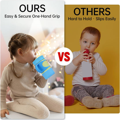 NiHome Silicone Double Handle & Boot Fit for Owala Kids’ Tumbler Zak Kelso Tumbler 12oz 15oz, Easy to Install for Toddlers to Grip & Train, Shock-Absorbing Bottom Sleeve Drop Protection (Blue)