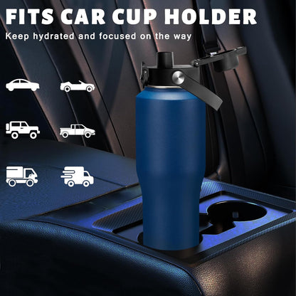 Insulated Water Bottle 40 oz - Fits in any Car Cup Holder, Keep Cold 48H Hot 24H, Stainless Steel Waterbottle Double Wall Flask with Straw, Pop-up Spout Lid, Paracord Handle, Carrier Bag