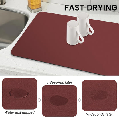 WISELIFE Dish Drying Mat Super Absorbent Drying Mat Large Dish Drying Mats for Kitchen Counter Easy Clean Dish Mat Kitchen Drying Mat15"x 18" Stylish Grey