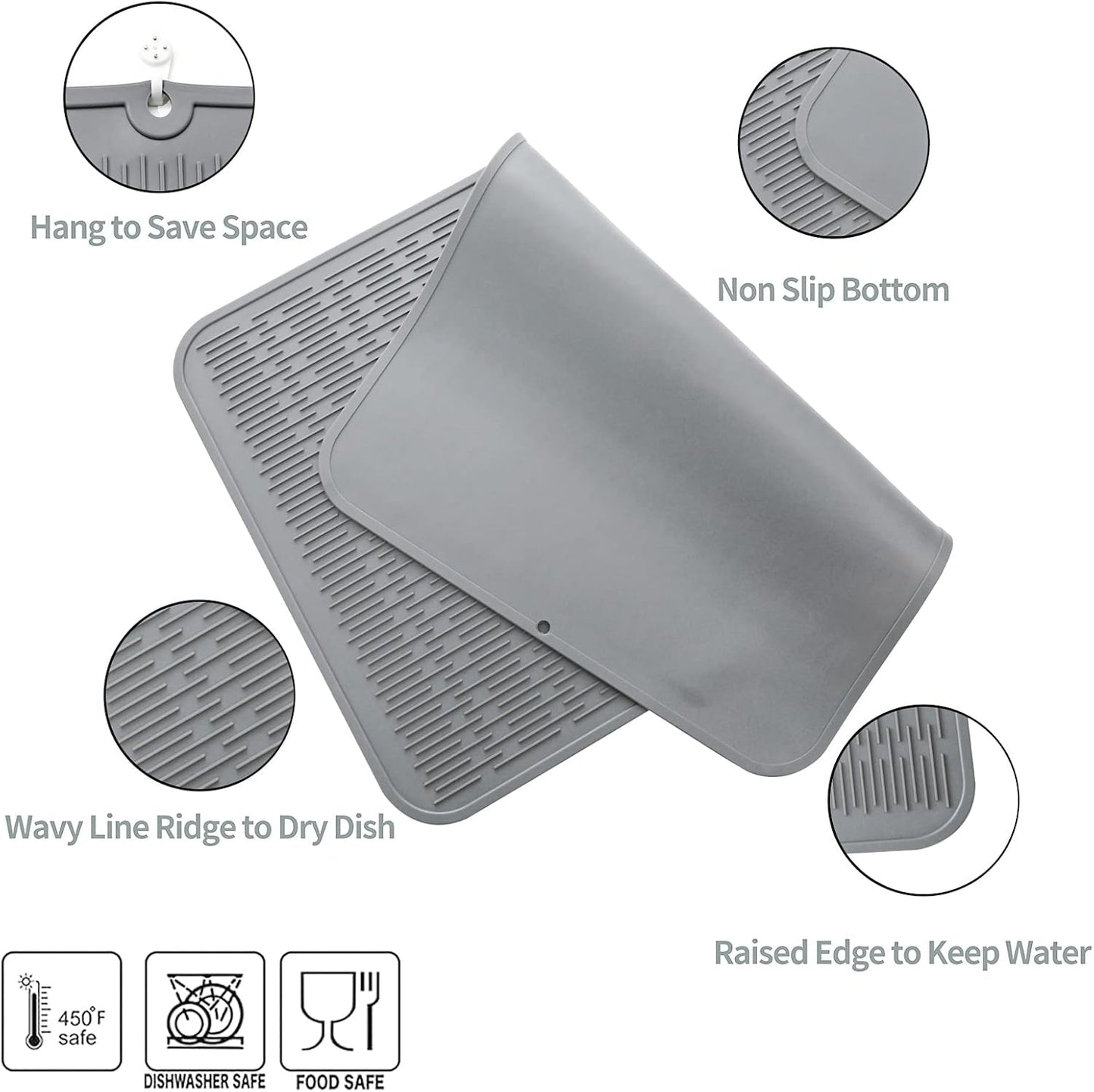 MicoYang Silicone Dish Drying Mat for Multiple Usage,Easy clean,Eco-friendly,Heat-resistant Silicone Mat for Kitchen Counter,Sink,Bar,Bottle,or Cup Green M 17 inches x 6 inches