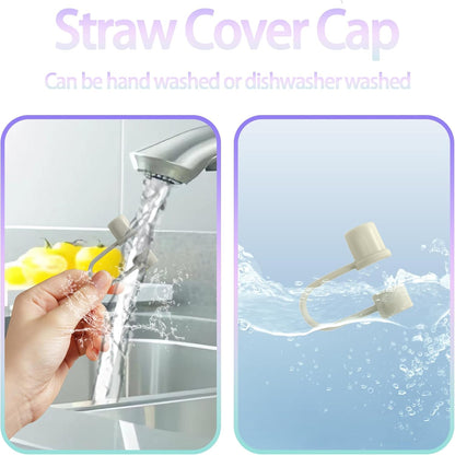 6PCS Silicone Straw Covers Cap Compatible with Stanley Cup 30-40 oz Tumbler with Handle 10mm Straw Toppers，Dust-Proof Reusable Straw Cover for Stanley Cup Accessories (Black)