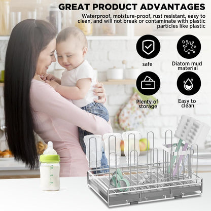 Bottle Drying Rack Stainless Steel Fold Water Bottle Drying Rack Organizer with Straw Holder for Baby Bottles,Cups, Mugs and Glass, Sports Bottles Dryer Countertop
