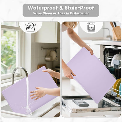 Rnivvi Silicone Coffee Mat, 16" x 24" Waterproof Raised Edge Coffee Bar Mats for Espresso Machine Station Accessories, Heat Resistant Detachable Dish Drying Pad for Kitchen Counter, Dish Rack, Green