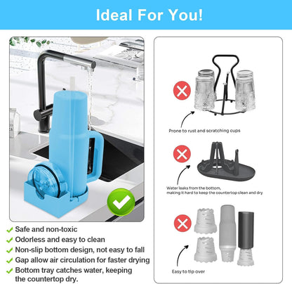Water Bottle Drying Rack, Silicone Tumbler Drying Rack, Baby Bottle Dryer Holder, Cup Dryer for Stanley 20/30/40 oz, Mugs, Glasses