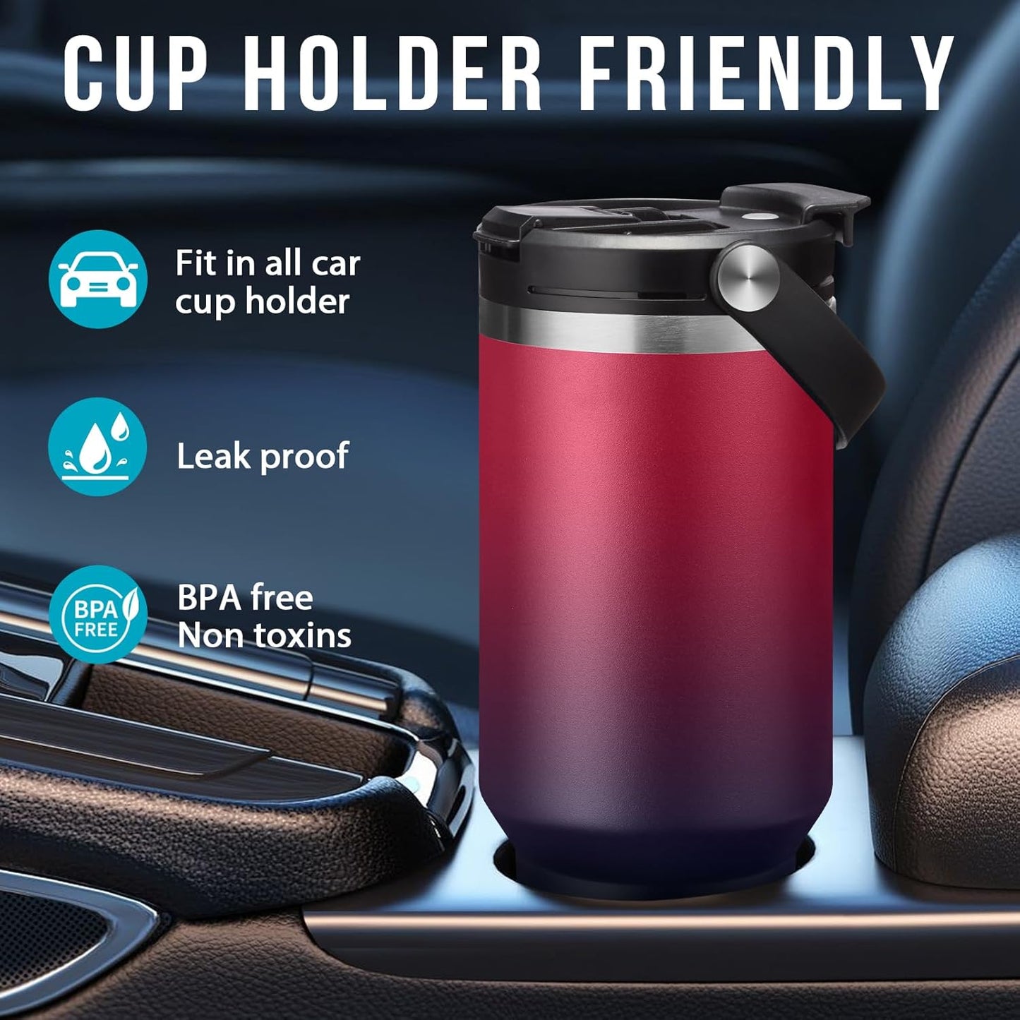 30 oz Tumbler with Handle and Straw - Keep Cold 36H & Hot 12H, Metal Coffee Cup with Lid (Straw & Flip Lid), 30oz Insulated Stainless Steel Thermal Mug, Leak-proof Travel Water Bottle