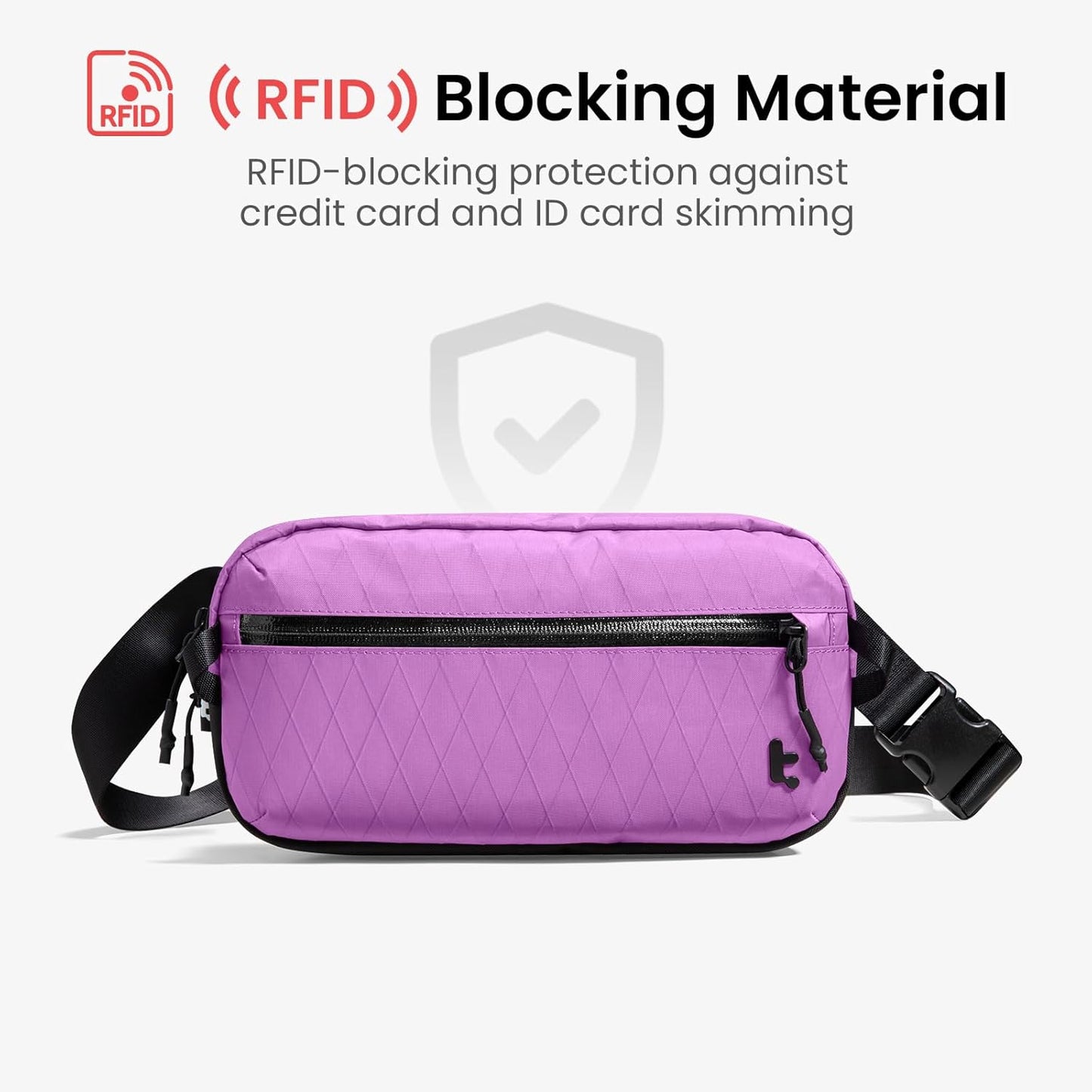 tomtoc 3.5L Sling Bag with RFID Blocking, Crossbody Bag Chest Shoulder Pack for Men and Women, Water-resistant Lightweight Casual Waist Fanny Pack for Travel/Daily Use