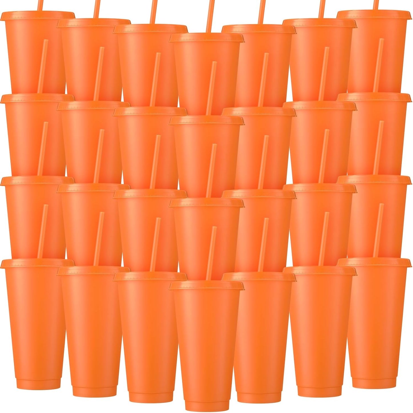 Honeydak 15 Pack Tumbler with Straw and Lid Bulk Cups for Gifts Water Bottle Iced Coffee Travel Mug Cup Reusable Plastic Tumblers for Party Birthdays 24-27 oz (Solid Color)