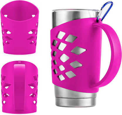 Handler for 20 oz Tumbler, Anti Slip Silicone Tumbler Grip Protective Sleeve Cover With Handle for Yeti Rambler Travel Mug Cup (20oz Purple)