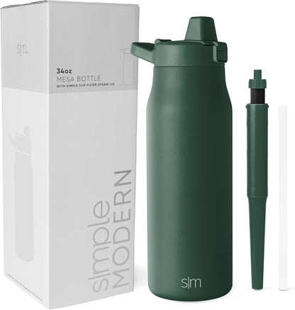 Simple Modern Filtered Water Bottle | Insulated Stainless-Steel Carbon Filter Travel Water Bottles | Reusable for Clean Drinking Water On The Go | 34oz, Sea Glass Sage