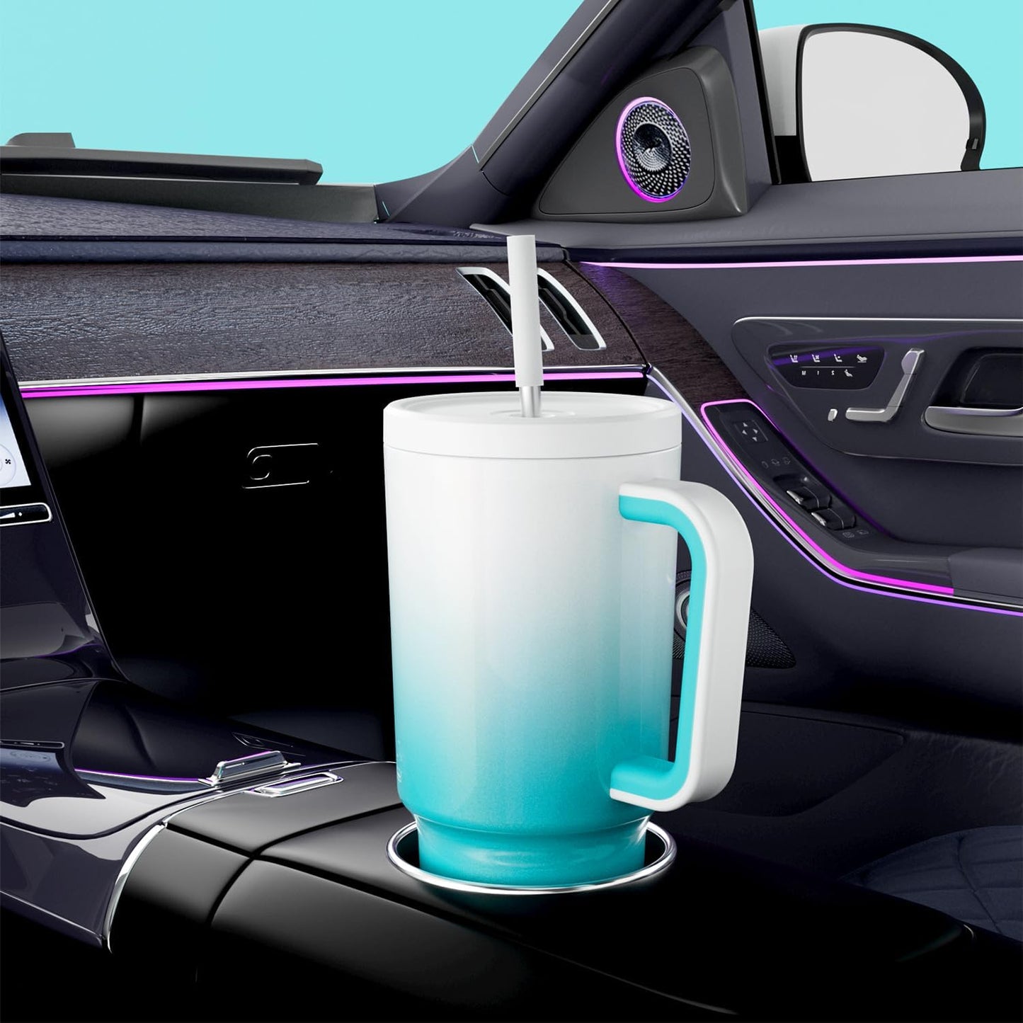 Meoky 40 oz Tumbler with Handle and Straw: Stainless Steel Insulated Tumbler with Lid and Straw - 100% Leak Proof Tumbler for Car Cup Holders - Travelers Commuters Workers, Donut