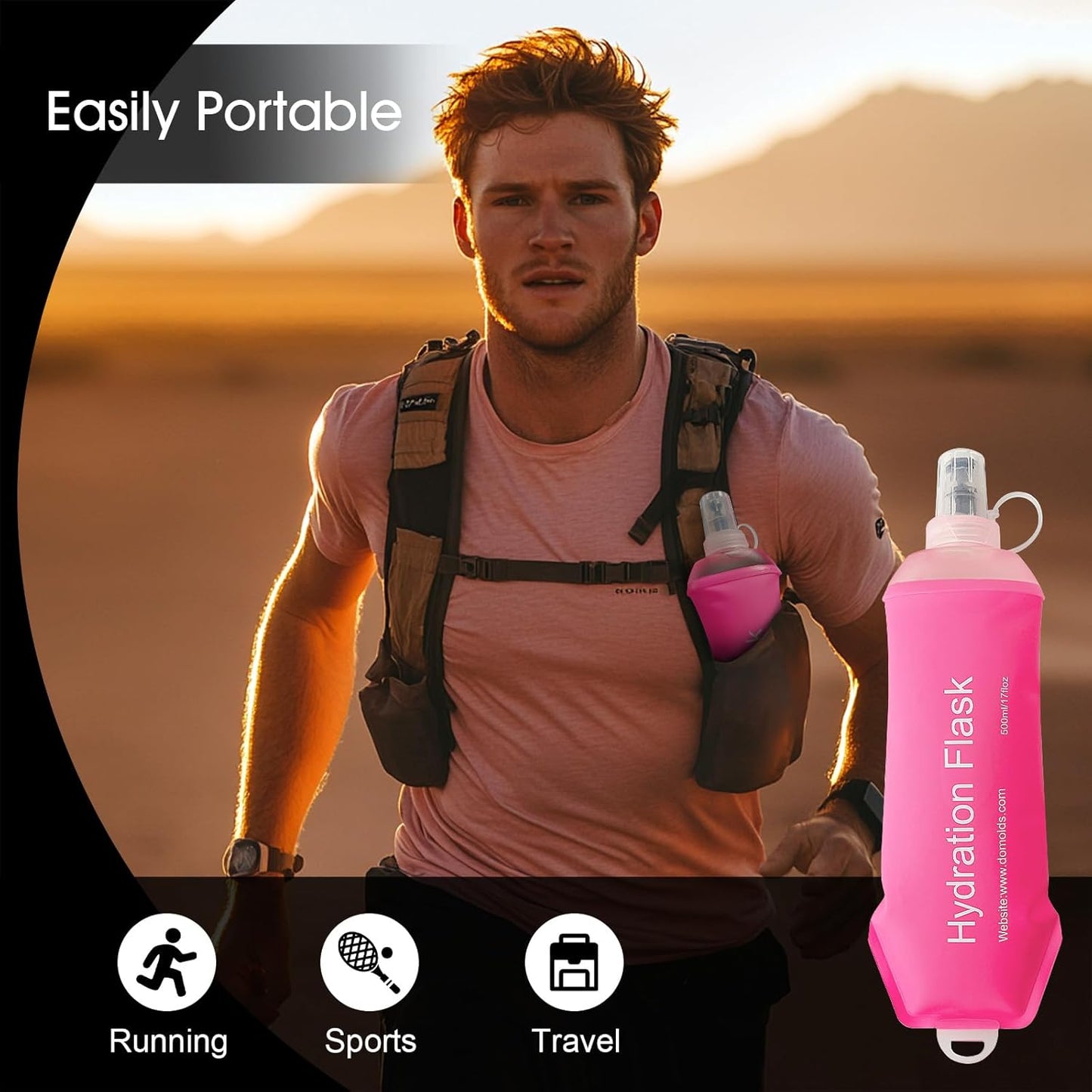WILDREEDS 500ml Soft Flask, TPU Collapsible Soft Water Bottle for Hydration Pack, Running Vest, Folding Water Bottle for Hiking Cycling Climbing-1Pcs, White