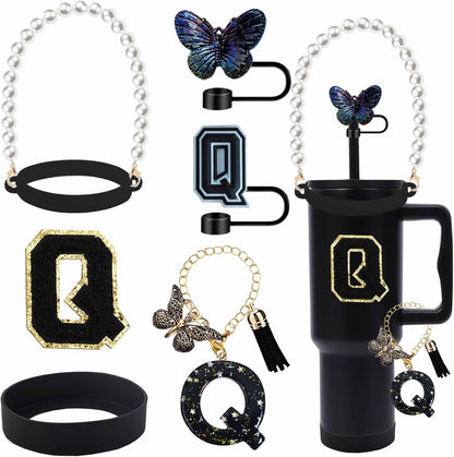 7pcs Cup Accessories for Stanley 30/40oz Tumbler, Handle Strap, Straw Cover, Silicone Boot, Letter Charm Stickers
