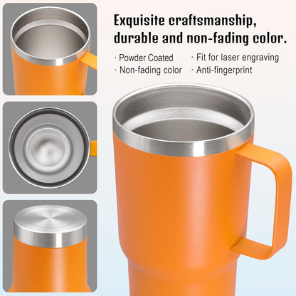20 oz Tumbler with Handle and Lid, Stainless Steel Tumbler Insulated Travel Coffee Mug, Spill Proof Double Wall Vacuum Tumbler Cup Keep Drink Hot & Cold,White, 1 Pack