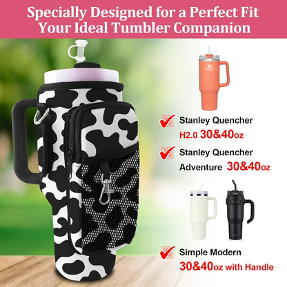 Stanley Carrier Bag for Stanley 40oz/30ozTumbler with Phone with 2 Adjustable Strap,3 Pockets Bottle Stanley Cup Carrier Bag & Case,Accessories for Hiking Travelling