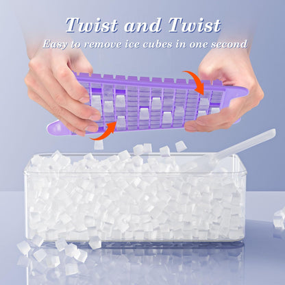 Mini Ice Cube Tray for Freezer: GGUW Nugget Ice Cube Tray with Bin - Crushed Ice Tray Making 4×117 PCS Icecube - Easy Release Iced Maker Trays