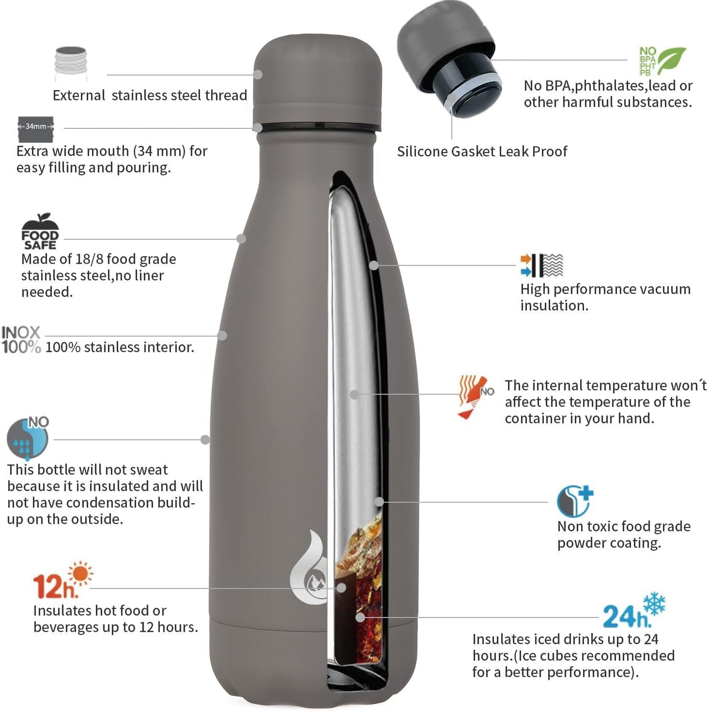 BJPKPK Insulated Water Bottle 12oz Small Stainless Steel Water Bottles Reusable Metal Thermal Keep Cold and Hot,Dreamy Purple - Colors B