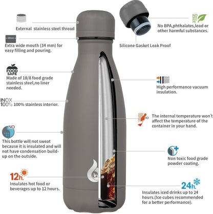 BJPKPK Insulated Water Bottle 12oz Small Stainless Steel Water Bottles Reusable Metal Thermal Keep Cold and Hot,Dreamy Purple - Colors B