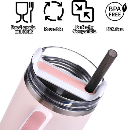 AIERSA 6 Pack Silicone Replacement Straws for Stanley 20 30 40oz Cup,Reusable Straws Compatible 40 oz Stanley Tumbler,Long Straw with Cleaning Brush for Stanley Cup Accessories