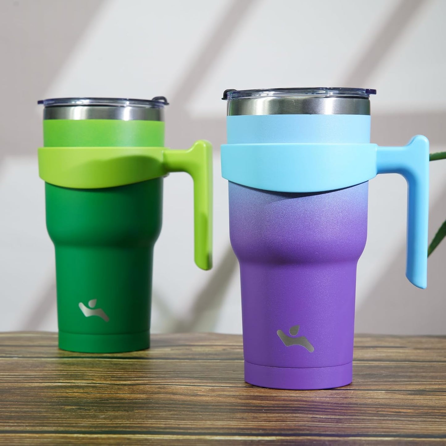 Konokyo 20 oz Tumbler with Handle and 2 Straw 2 Lid, Insulated Water Bottle Stainless Steel Vacuum Cup Reusable Travel Mug,Black