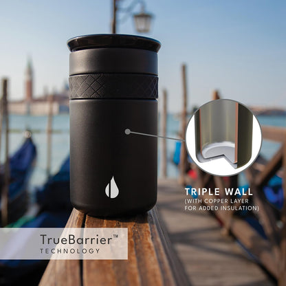 Elemental Artisan Insulated Tumbler, Triple Wall Coffee Travel Mug, Reusable Stainless Steel Coffee Tumbler with Ceramic Lid, Thermal Coffee Cups for Hot (6 Hrs) & Cold (18 Hrs), 16oz - Forest Green