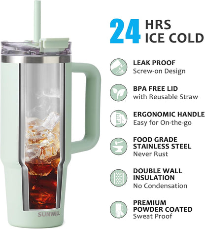 SUNWILL 20 oz Tumbler with Handle and Straw Leak Proof,Travel Coffee Mug with Lid, Stainless Steel Cup Insulated for Office & Gym, Cupholder Friendly, Powder Coated Orchid