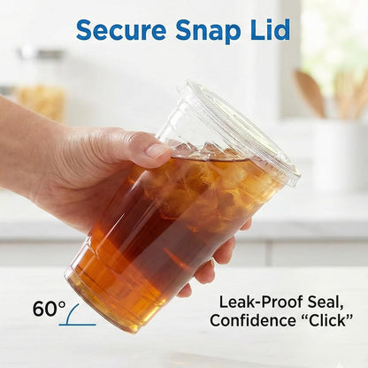 16 OZ Plastic Cups with Lids and Straws, 25 Clear Disposable Coffee Cups With Lids 16 OZ Disposable Cold Brew Cup for Parfait, Bubble Tea, Smoothies