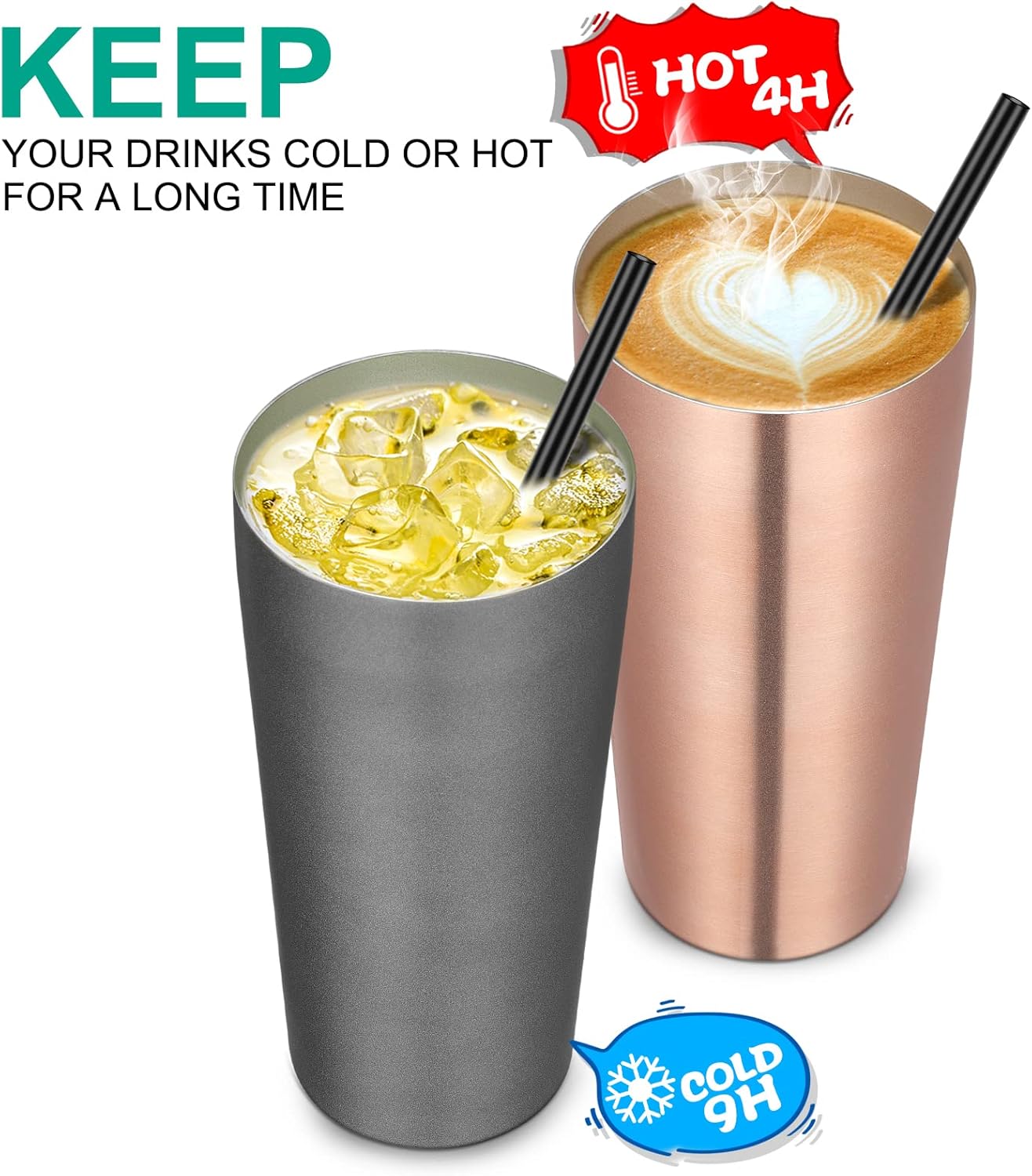 VEGOND 20oz Tumbler Bulk with Lid and Straw 1 Pack, Stainless Steel Vacuum Insulated Tumbler, Double Wall Coffee Cup Travel Mug, River Green