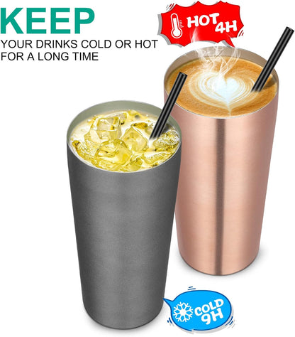 VEGOND 20oz Tumbler Bulk with Lid and Straw 1 Pack, Stainless Steel Vacuum Insulated Tumbler, Double Wall Coffee Cup Travel Mug, River Green