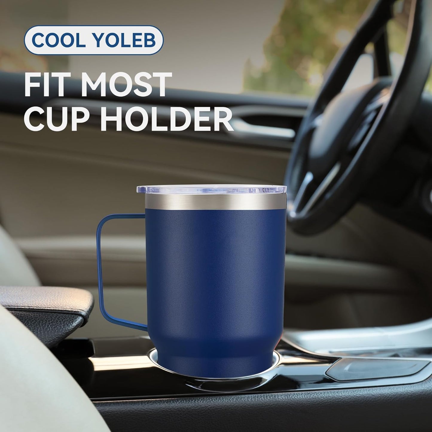30 oz Tumbler with Handle and Lid, Stainless Steel Tumblers Double Wall Vacuum Insulated Travel Mug Leak Proof Cup Keep Drinks Cold and Hot Black, 1 Pack