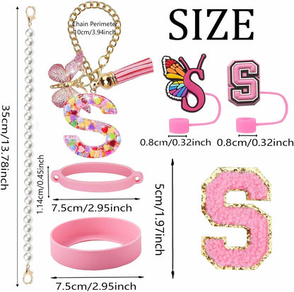 7pcs Cup Accessories for Stanley 30/40oz Tumbler, Handle Strap, Straw Cover, Silicone Boot, Letter Charm Stickers
